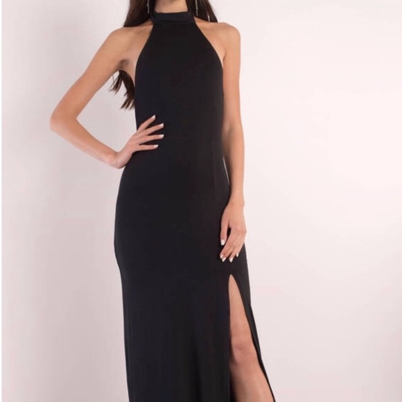 black high neck backless dress